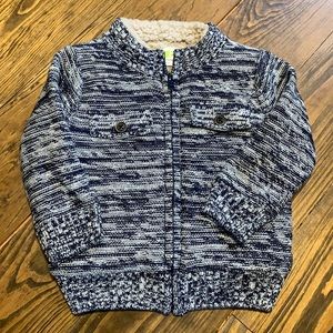 Boys 12-18M Crazy 8 Navy/Cream Zip Up Sweater